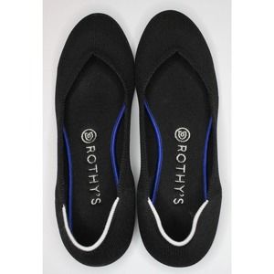 Rothy's Retired White Halo Black Round Toe Flats, Women's Size 9